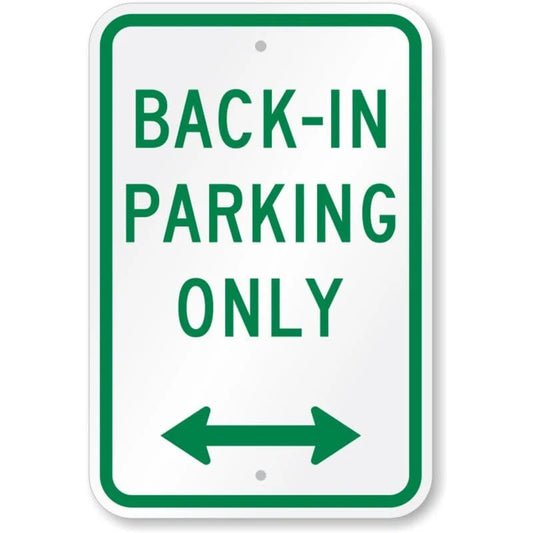 Back-In Parking Only Double Arrow Aluminum Sign — product artwork