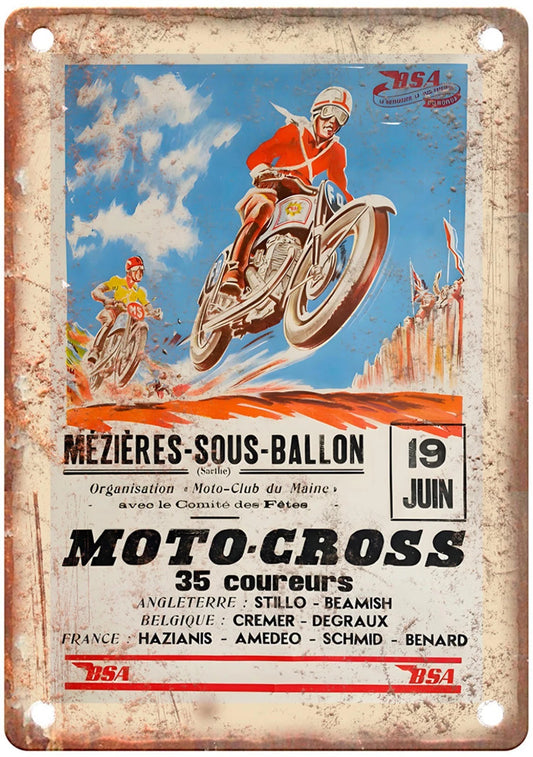 Vintage Motorcycle 1960 Retro Poster Funny Aluminum Sign — product artwork