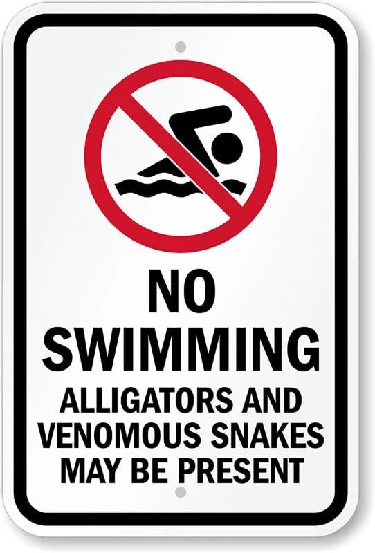 No Swimming Safety Warning Aluminum Sign — product artwork