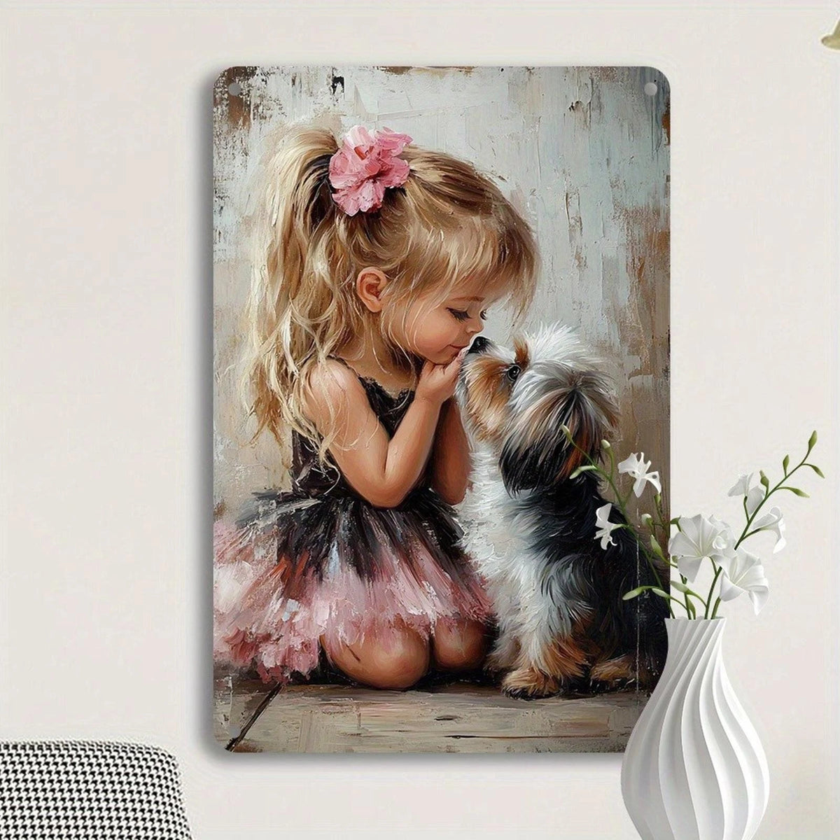 Cute Girl Dog Handmade Funny Aluminum Sign — product artwork
