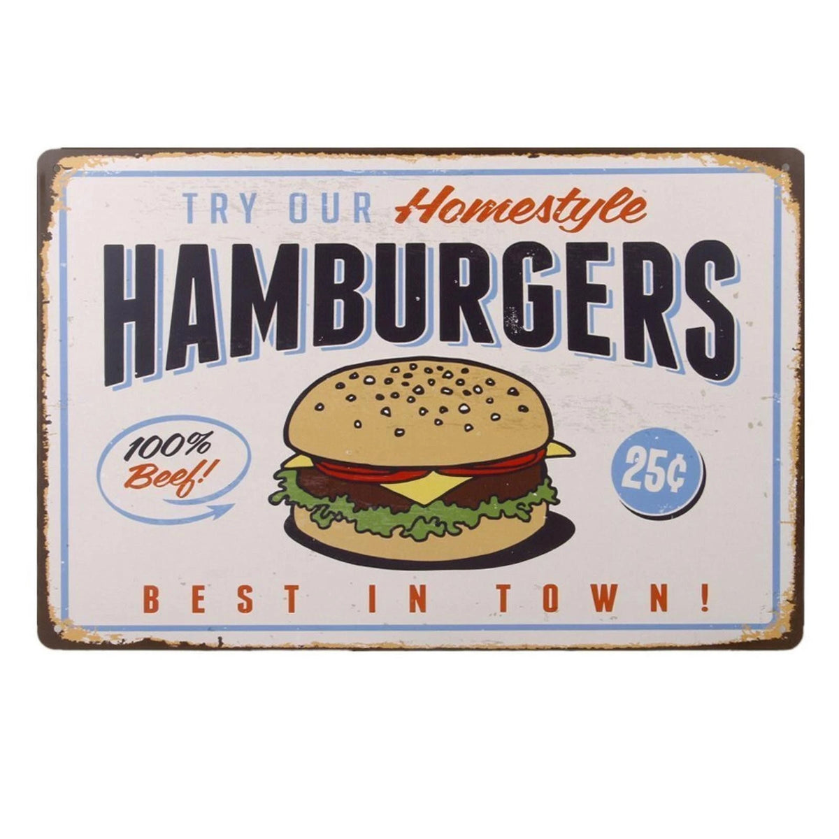 Vintage Sticker Tiger Homestyle Hamburger Funny Aluminum Sign — product artwork