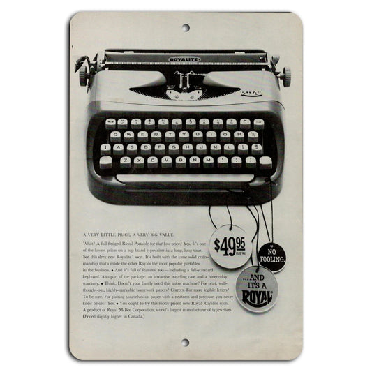 Vintage Typewriter Retro Aluminum Sign — product artwork