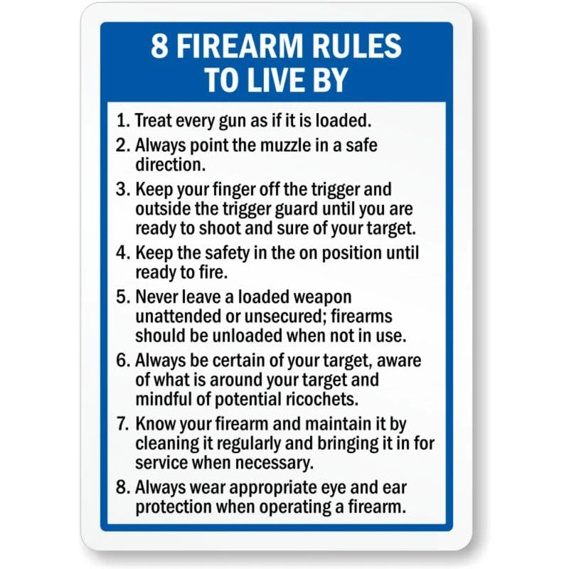 Firearms Rules to Live by Aluminum Sign — product artwork
