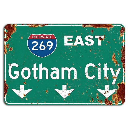 Gotham City Rustic Aluminum Sign — product artwork