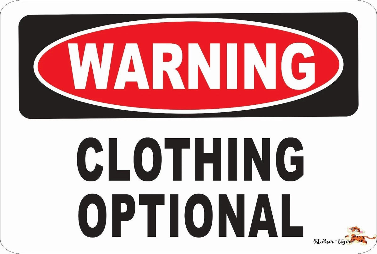 Novelty Sticker Tiger Warning Clothing Optional Funny Aluminum Sign — product artwork