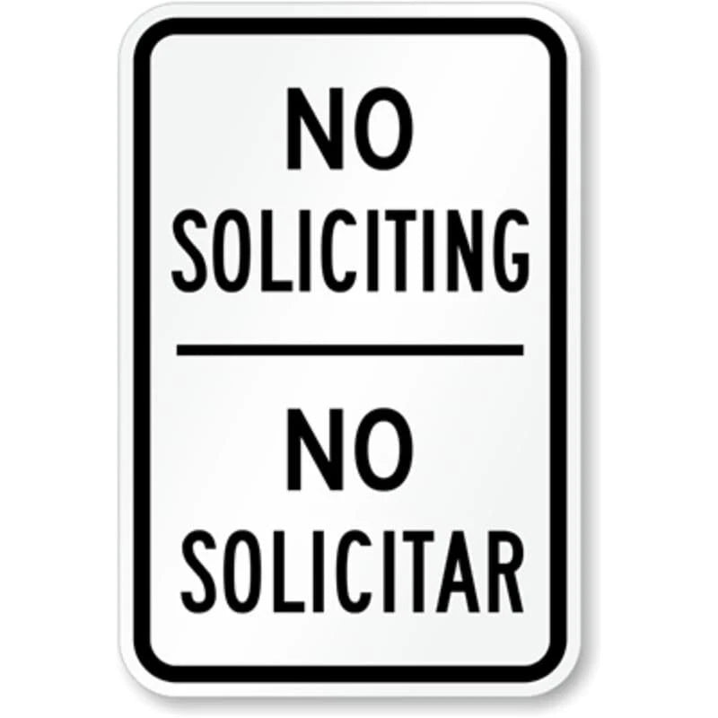 No Soliciting Bilingual Garden Aluminum Sign — product artwork