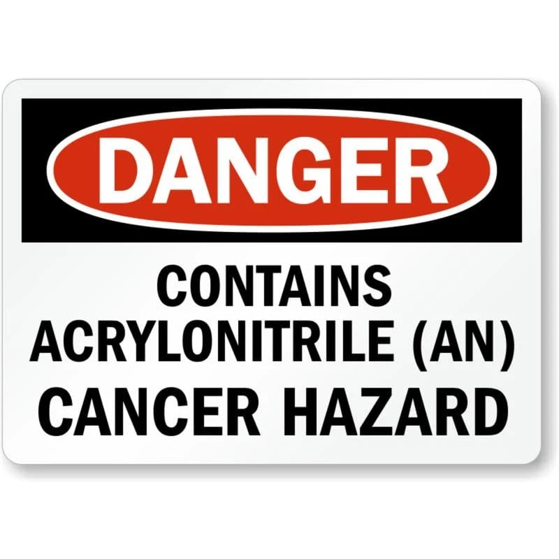 Danger Contains Acrylonitrile Cancer Hazard Aluminum Sign — product artwork