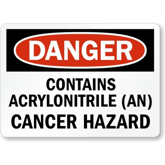 Danger Contains Acrylonitrile Cancer Hazard Aluminum Sign — product artwork