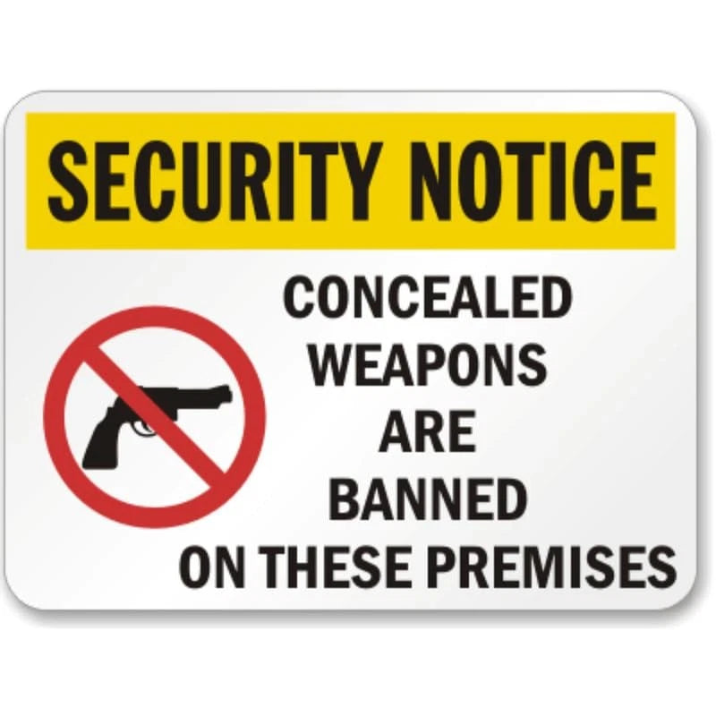 Security Notice No Gun Aluminum Sign — product artwork