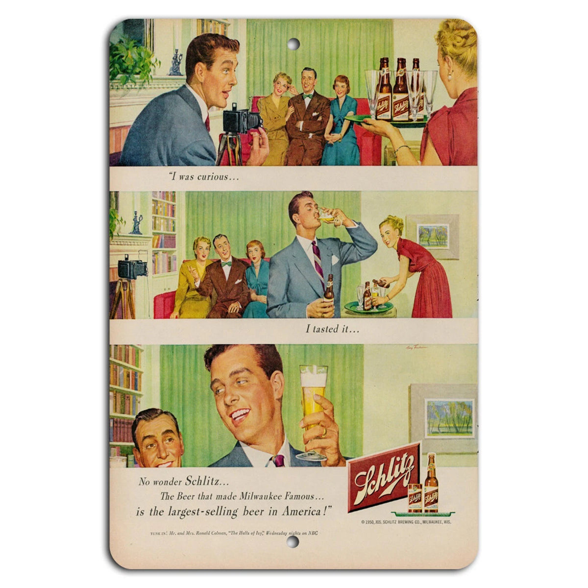 Vintage Schlitz Beer Retro Garage Milwaukee Aluminum Sign — product artwork