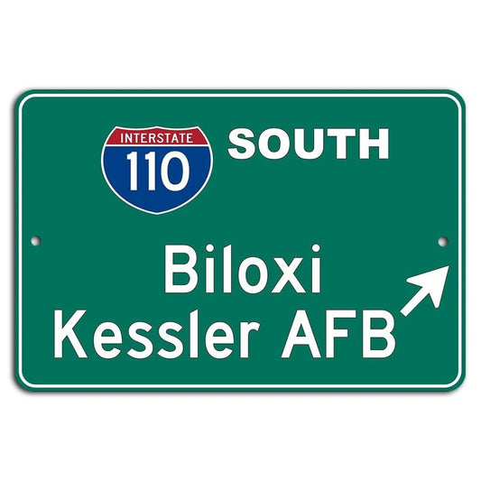 Highway Biloxi Kessler AFB Interstate 110 Aluminum Sign — product artwork