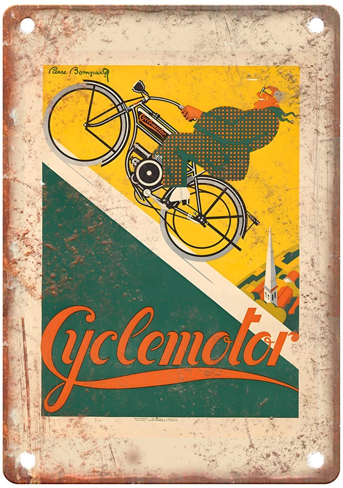 Vintage Motorcycle 1920 Cyclemotor Retro Look Aluminum Sign — product artwork