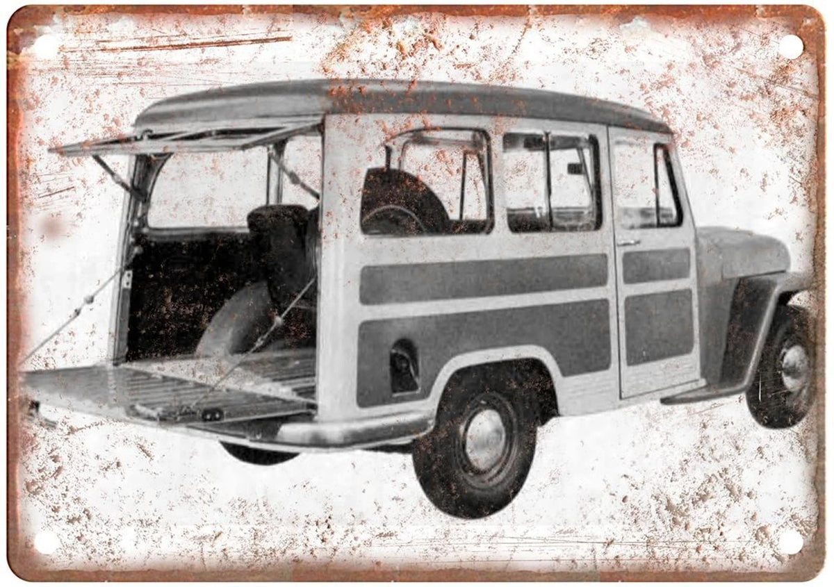 Jeep Station Wagon Vintage 1950 Reproduction Aluminum Sign — product artwork