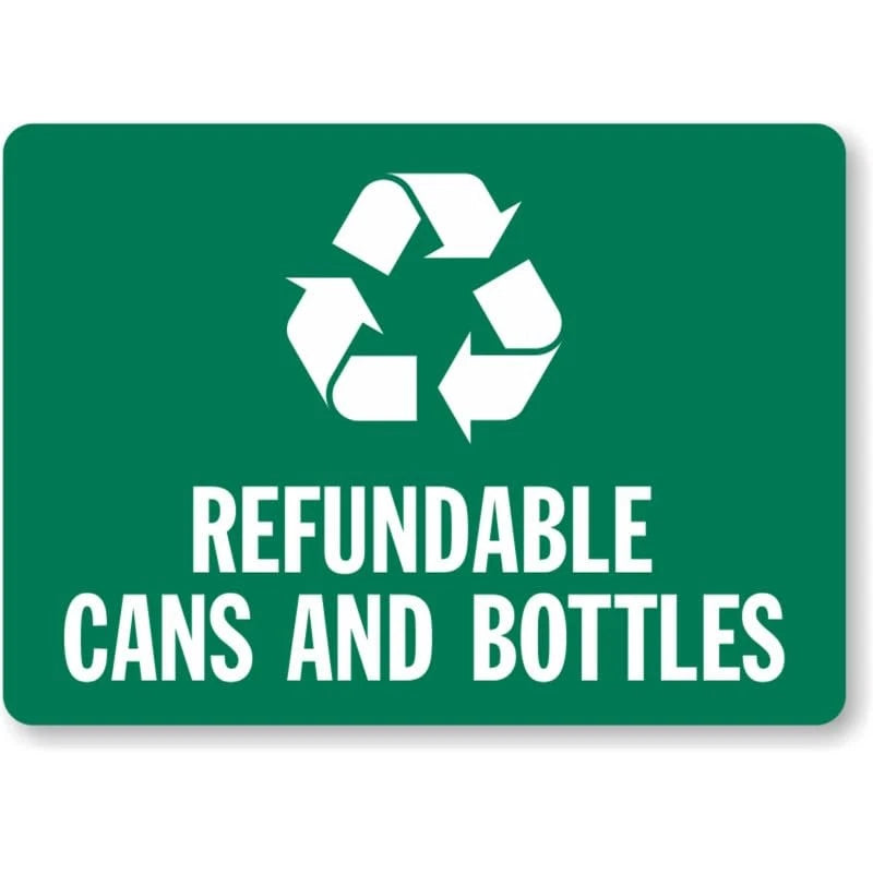 Refundable Cans Bottles Recycling Aluminum Sign — product artwork