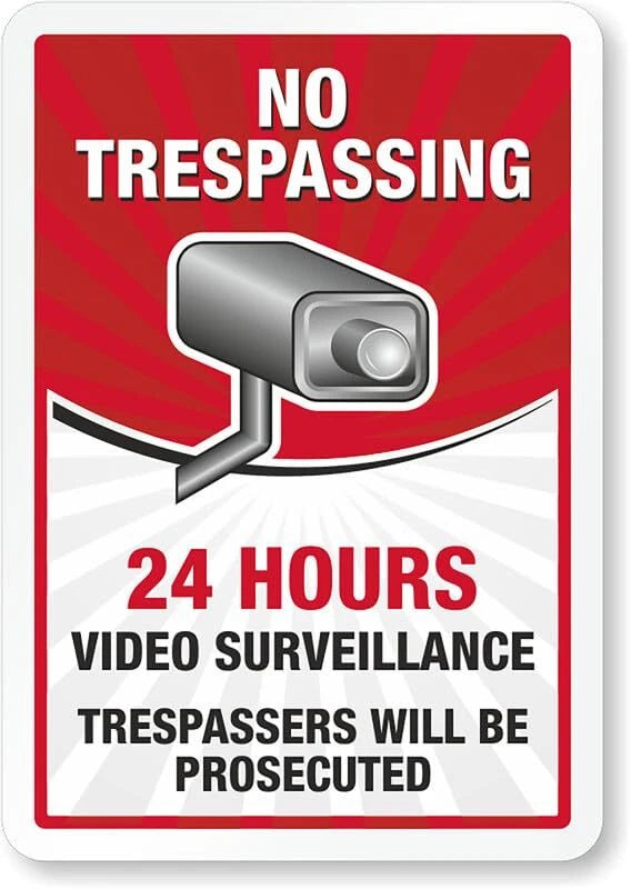 Video Surveillance 24 Hour No Trespassing Aluminum Sign — product artwork