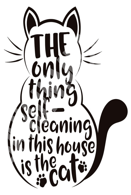 The Only Thing Self-Cleaning in This House Is the Cat Aluminum Sign — product artwork