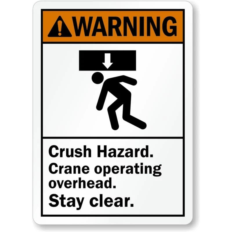 Crane Operating Overhead Warning Aluminum Sign — product artwork