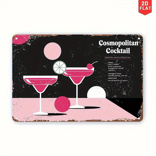 Cosmopolitan Cocktail Funny Retro Pink Wall Art Aluminum Sign — product artwork