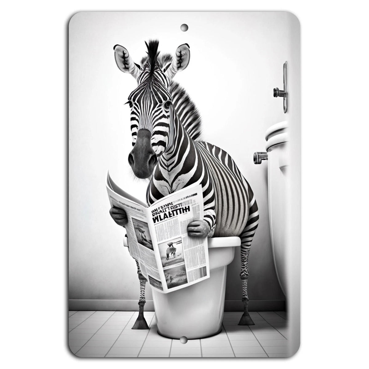 Potty Humor Zebra Bathroom Aluminum Sign — product artwork
