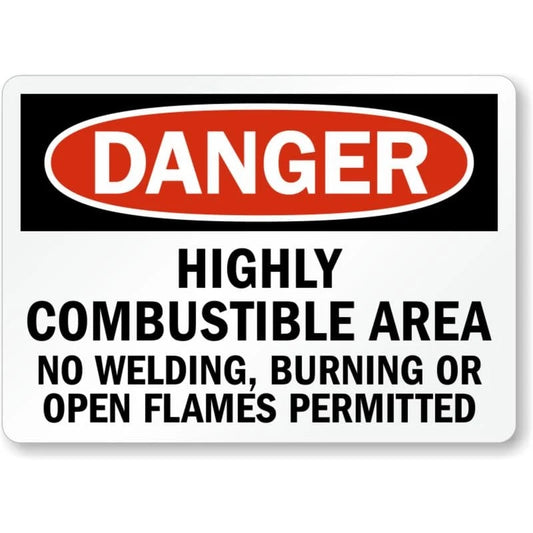 Highly Combustible Area Danger Aluminum Sign — product artwork