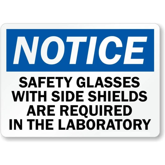 Safety Glasses Required Laboratory Aluminum Sign — product artwork