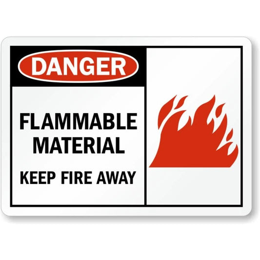 Danger Flammable Material Keep Fire Away Aluminum Sign — product artwork