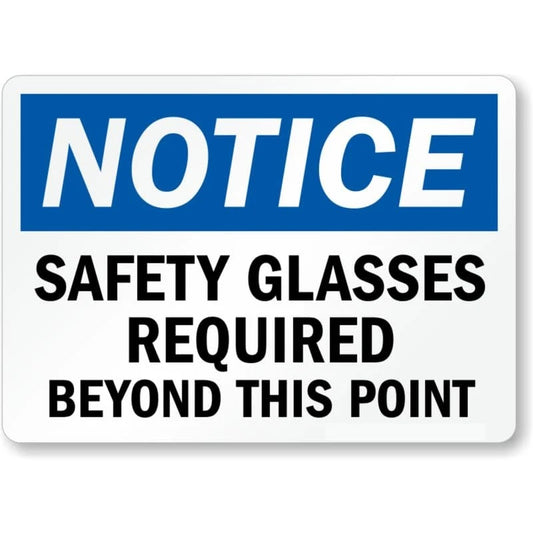 Safety Glasses Required Notice Aluminum Sign — product artwork