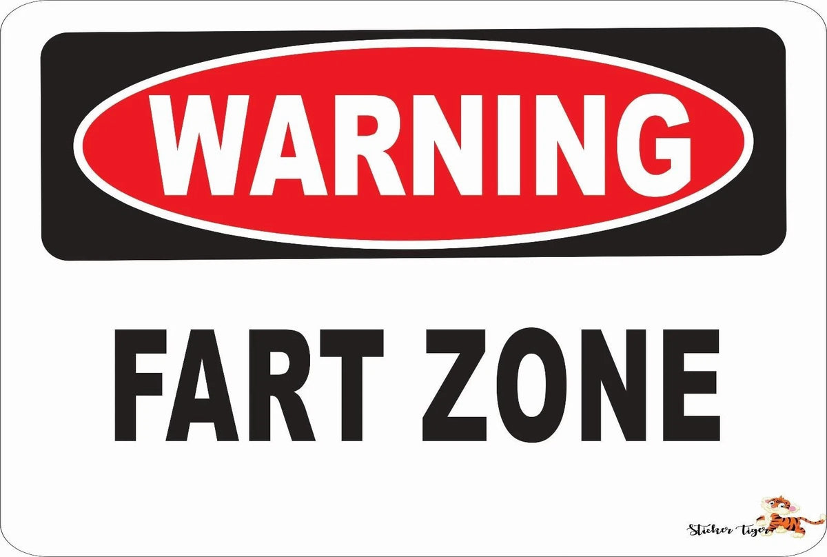 Fart Zone Sticker Tiger Funny Novelty Aluminum Sign — product artwork