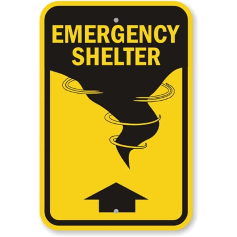 Emergency Shelter Up Aluminum Sign — product artwork