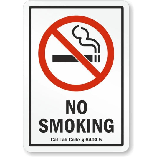 No Smoking California Aluminum Sign — product artwork