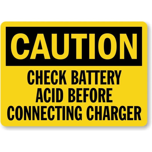 Check Battery Acid Caution Aluminum Sign — product artwork