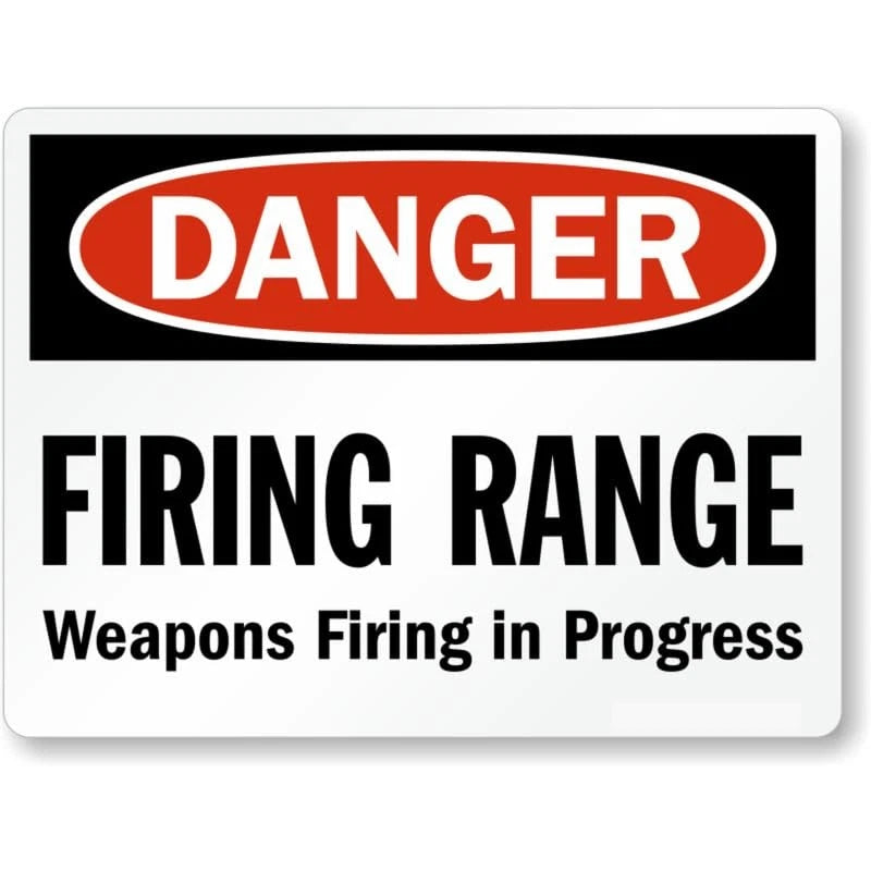 Danger Firing Range Weapons Aluminum Sign — product artwork