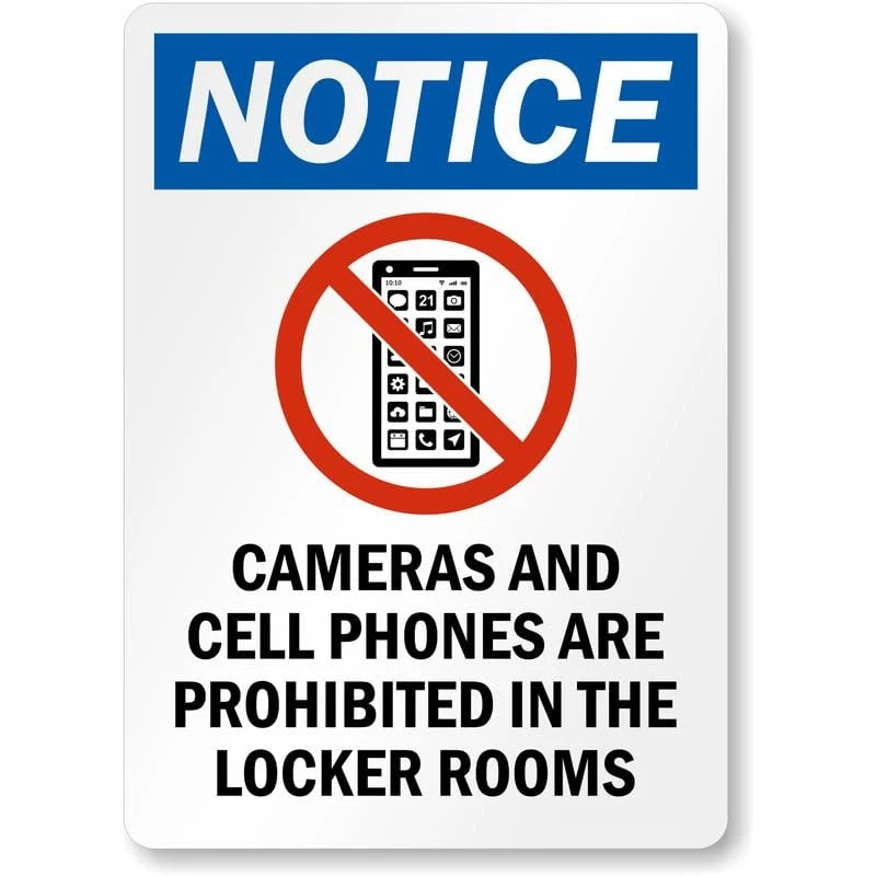 Prohibited Cameras and Cell Phones Aluminum Sign — product artwork