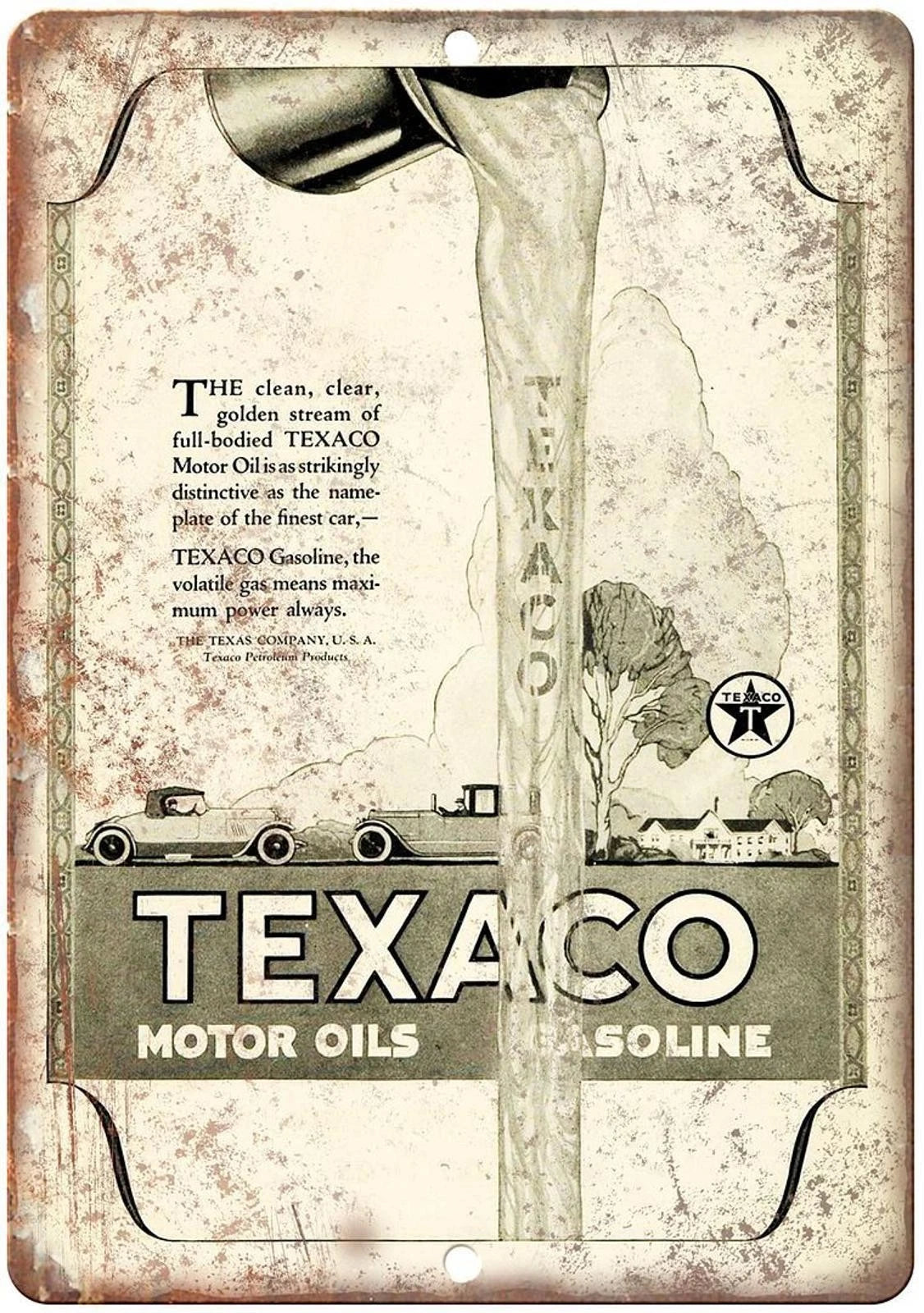 Texaco Motor Oil Vintage Gasoline Funny Aluminum Sign — product artwork