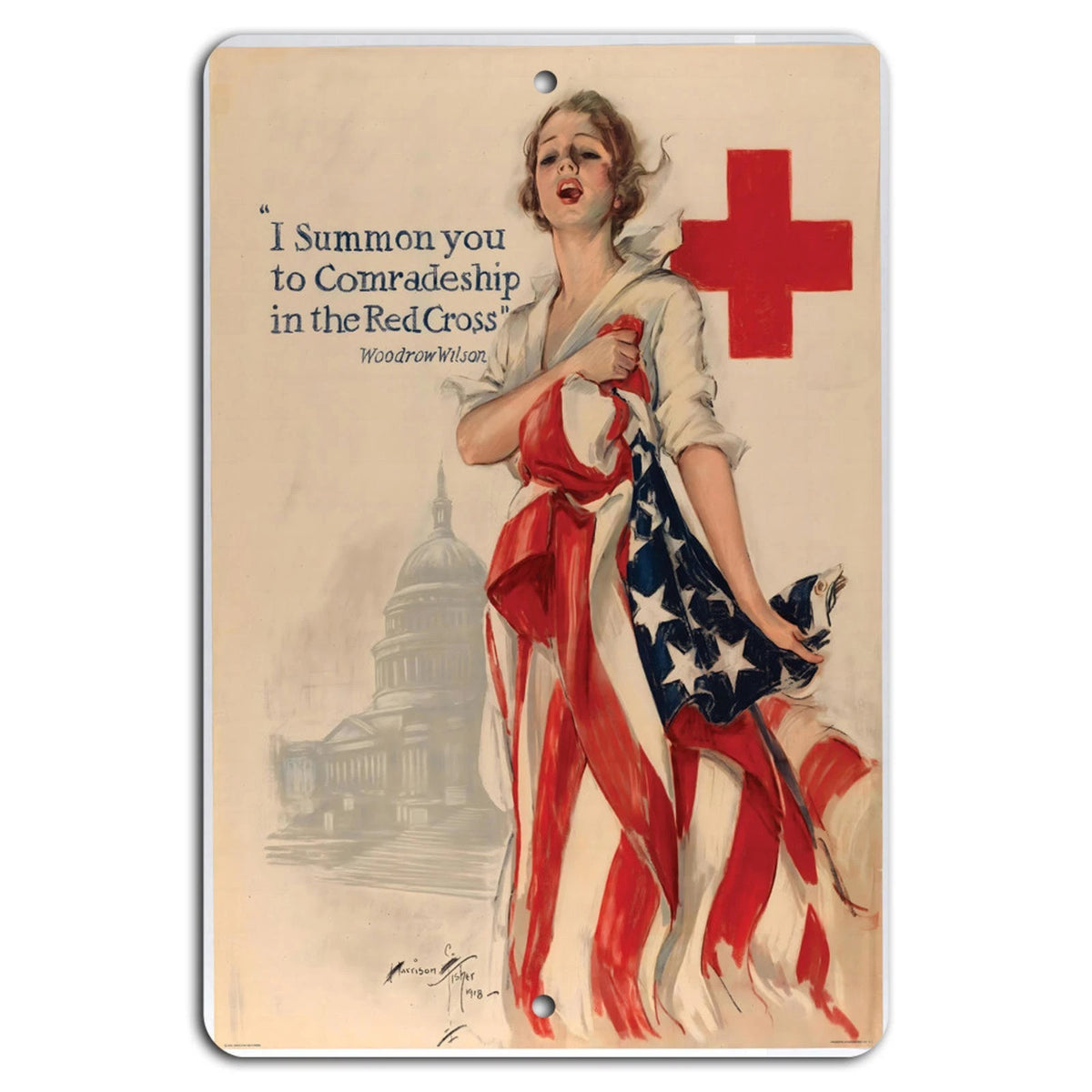 Red Cross Vertical Retro Garage Aluminum Sign — product artwork
