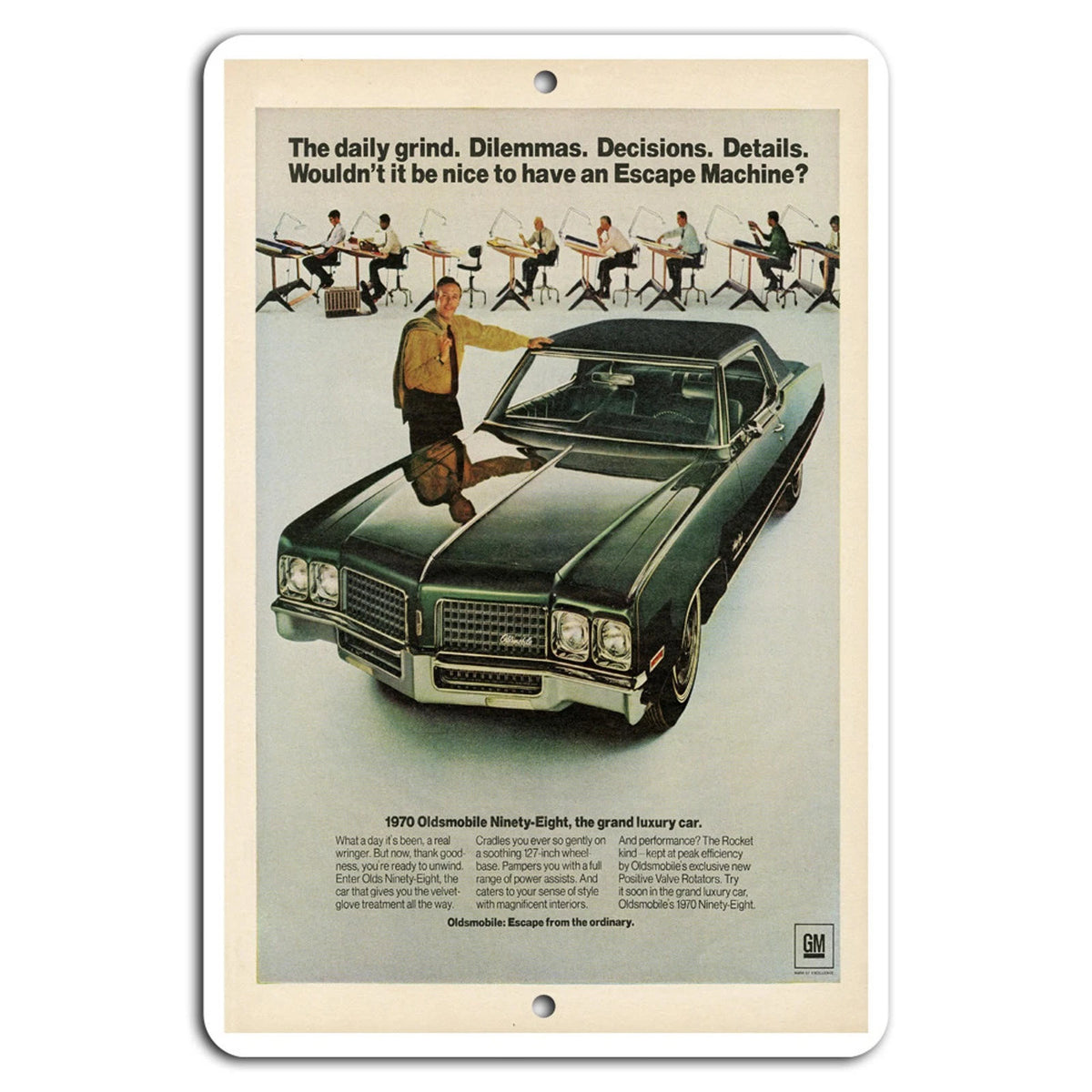 Vintage Car 1970 Oldsmobile Escape Retro Aluminum Sign — product artwork