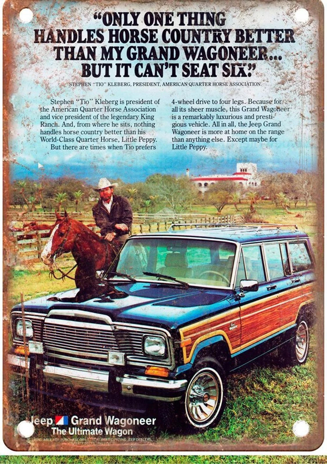 Jeep Grand Wagoneer Vintage 1985 Aluminum Sign — product artwork