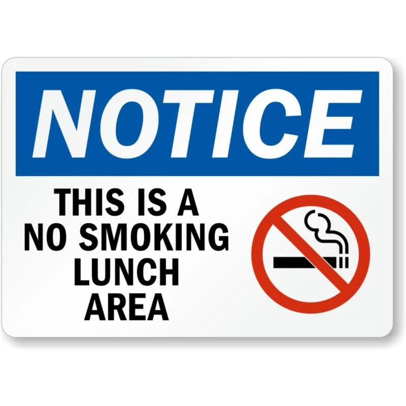 No Smoking Lunch Area Aluminum Sign — product artwork