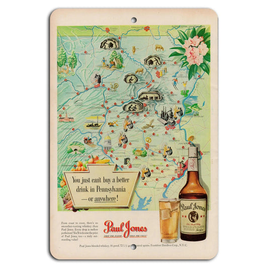 Paul Jones Whiskey Vintage Retro Aluminum Sign — product artwork
