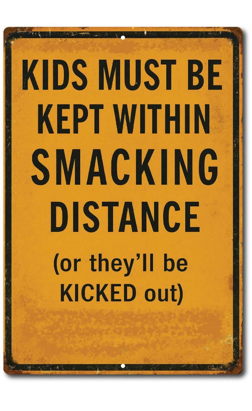 Funny Kids Warning Tin Rustic Country Style Aluminum Sign — product artwork