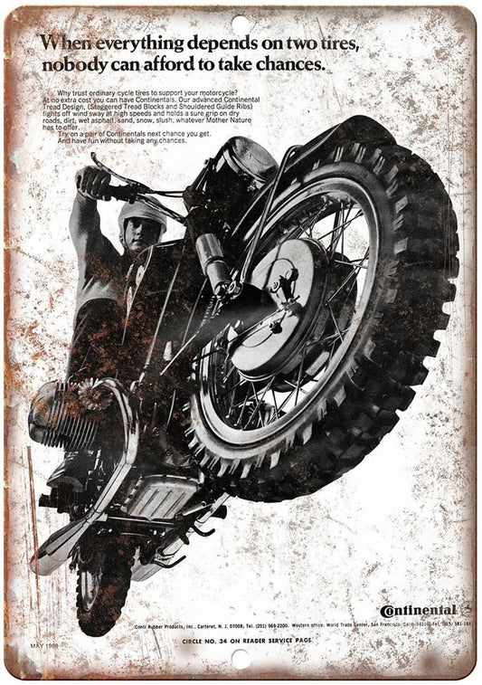 Motorcycle Tire Continental Vintage Aluminum Sign — product artwork