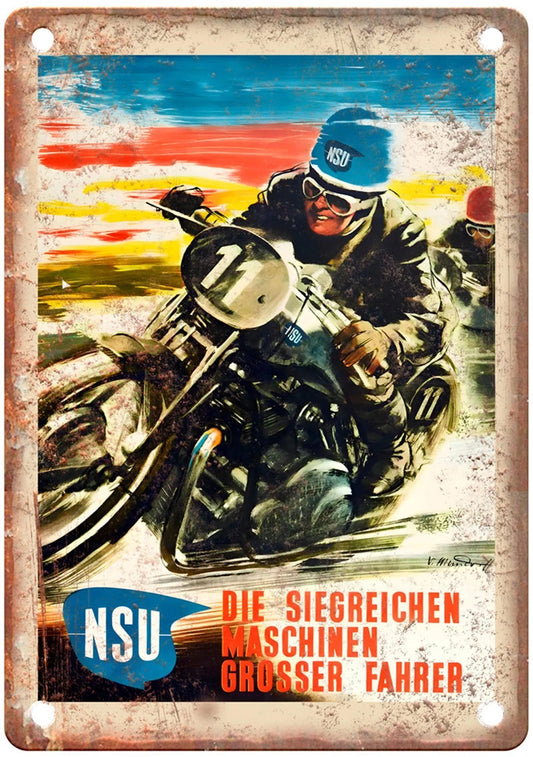 Vintage Motorcycle Retro 950s Aluminum Sign — product artwork