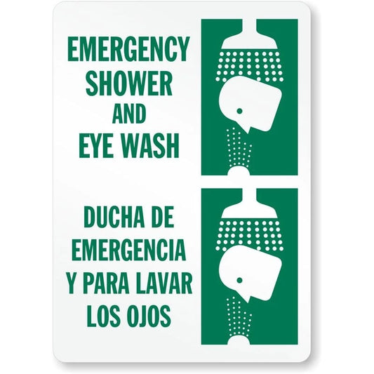 Emergency Shower Bilingual Aluminum Sign — product artwork