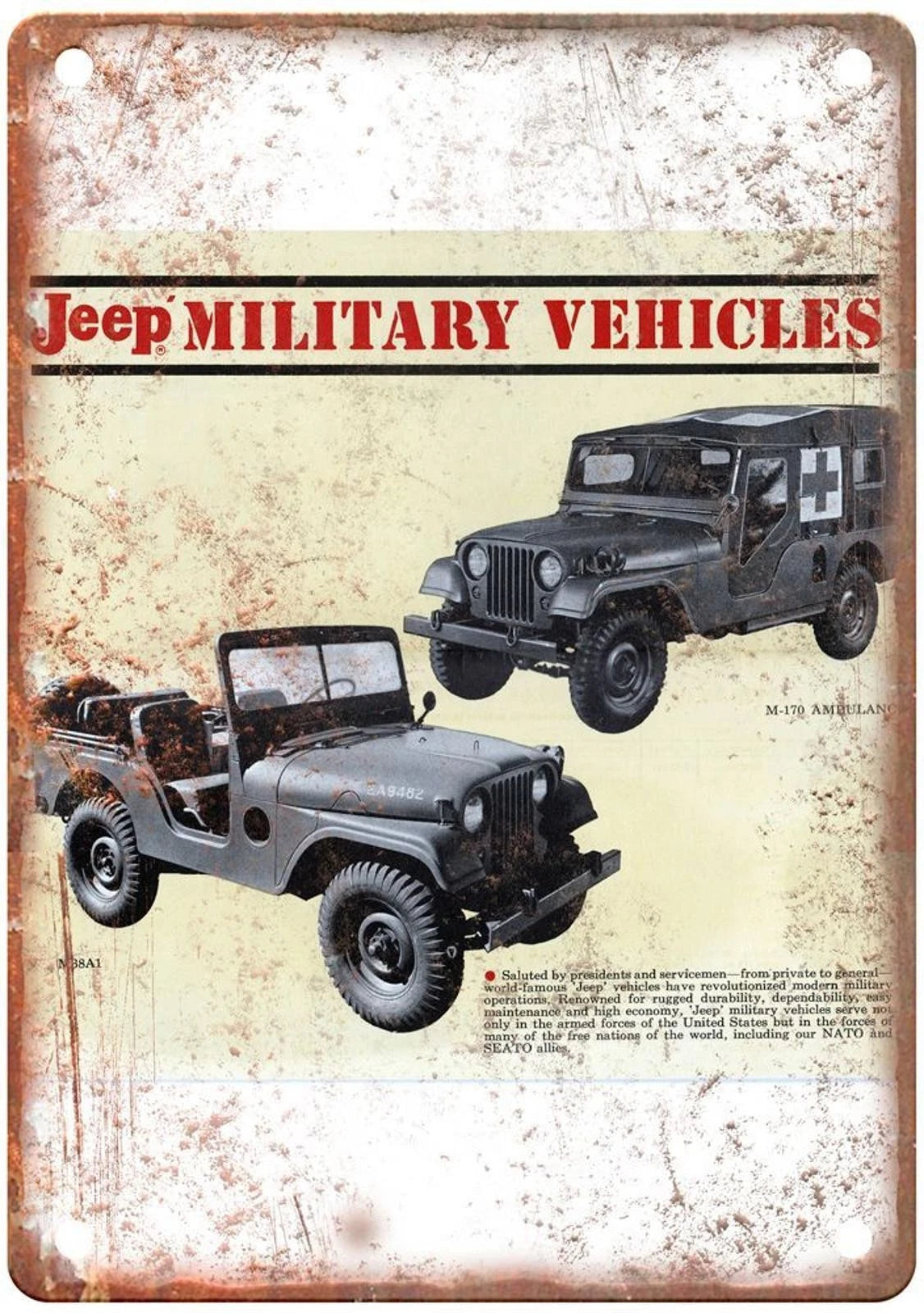 Willys Jeep Vintage 1962 Military Vehicle Aluminum Sign — product artwork