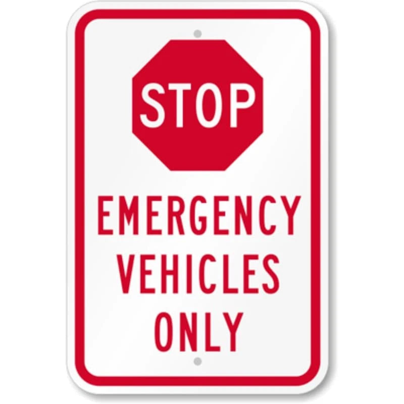 Emergency Vehicles Only Aluminum Sign — product artwork