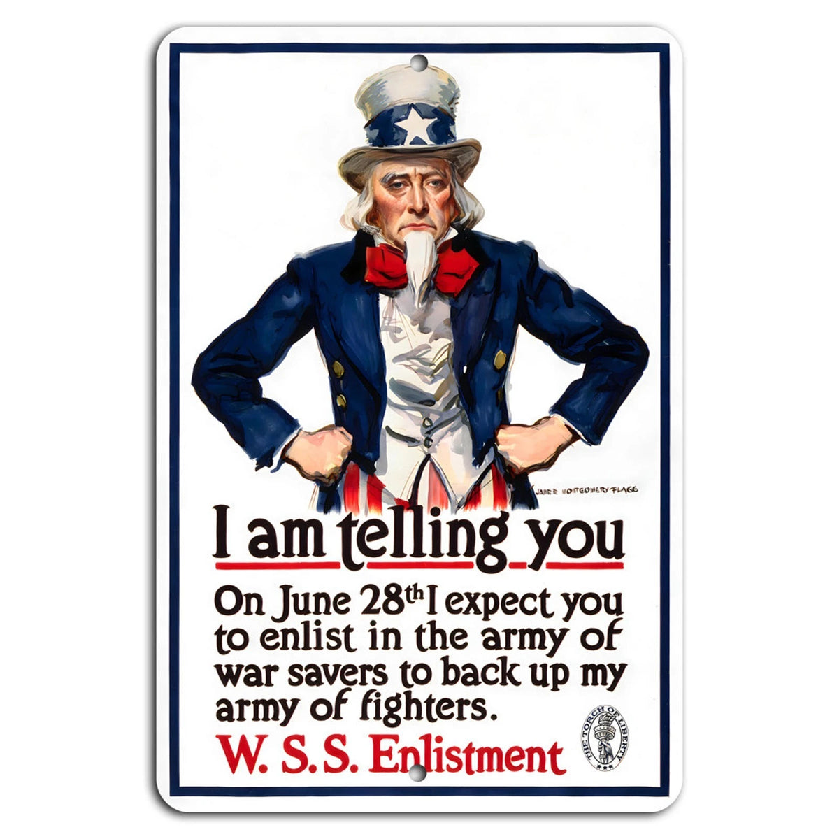 W.S.S. Enlistment Vintage Military Aluminum Sign — product artwork
