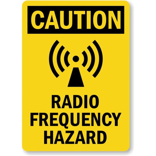 Radio Frequency Hazard Caution Aluminum Sign — product artwork