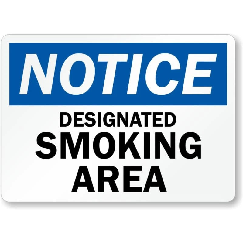 Notice Designated Smoking Area Aluminum Sign — product artwork