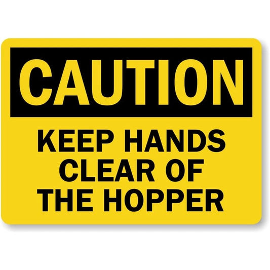 Keep Hands Clear of the Hopper Caution Aluminum Sign — product artwork