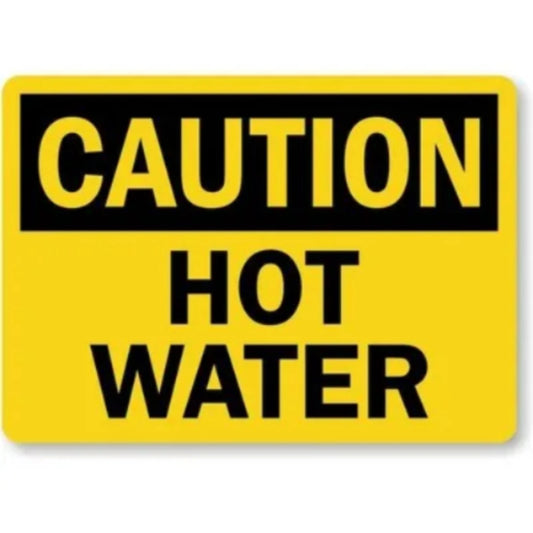 Caution Hot Water Safety Aluminum Sign — product artwork